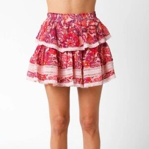 OLIVACEOUS Pink Floral Ruffle Skirt size Medium NWT